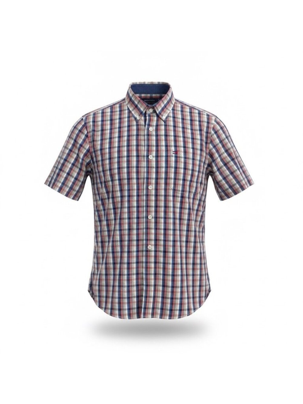 Tommy Hilfiger Mens Multicolor Cotton Button Down Short Sleeve Shirt Size M